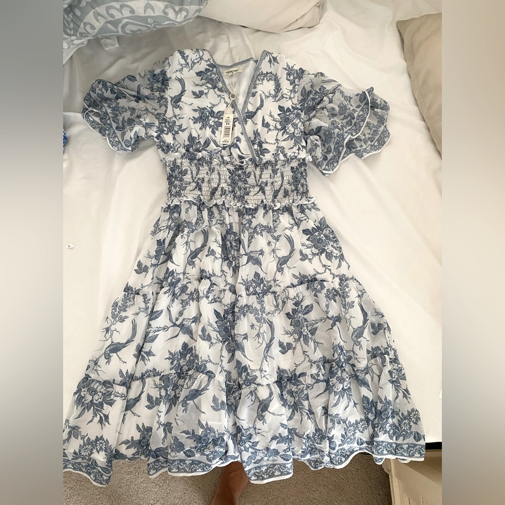 Max studio dress.  Never worn.  Elastic waist, pretty ruffle sleeve.